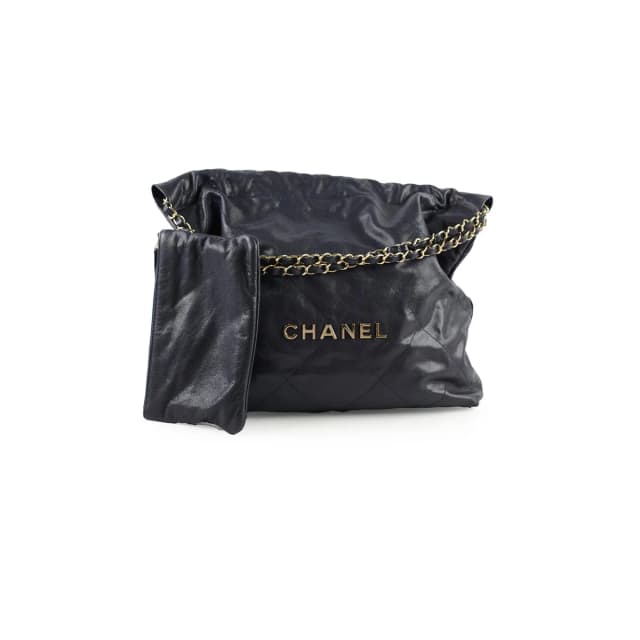 Chanel Small 22 Bag Navy Caviar Light Gold Hardware in Navy Caviar leather from The Purse Affair, photo 1 of 1