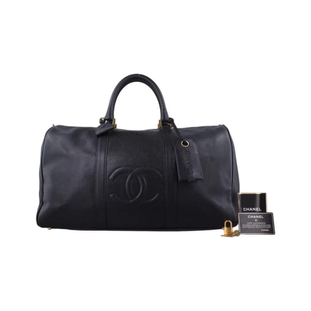 Chanel Big CC Logo Boston Black Caviar Leather Handbag in Black Caviar leather from The Reluxe, photo 1 of 1