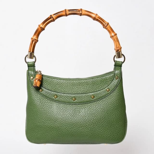 Gucci Bamboo Anita Hobo Handbag Leather Studs Green Gold in Green Leather from The Reluxe, photo 1 of 1