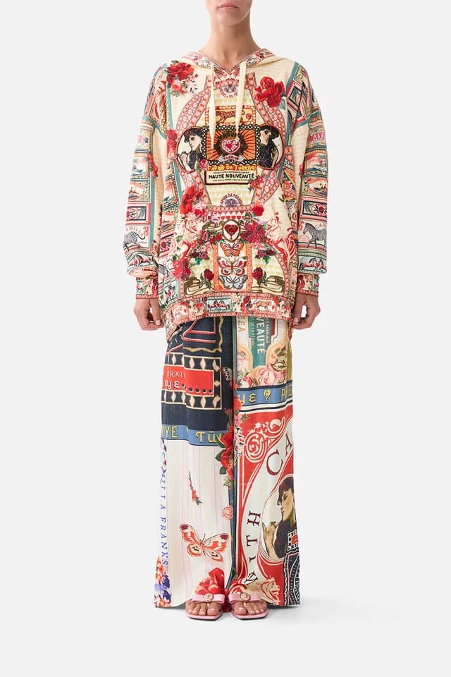 Camilla eBoutique SILK HEM BAND BOYFRIEND HOODIE - MULTI HIGH CLASS HOOKAH, image 1 of 1 from CAMILLA