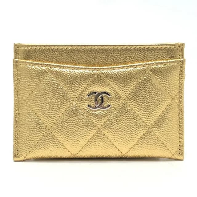 Chanel Card Case CC Logo Classic Caviar Leather Gold in Gold Caviar leather from The Reluxe, photo 1 of 1