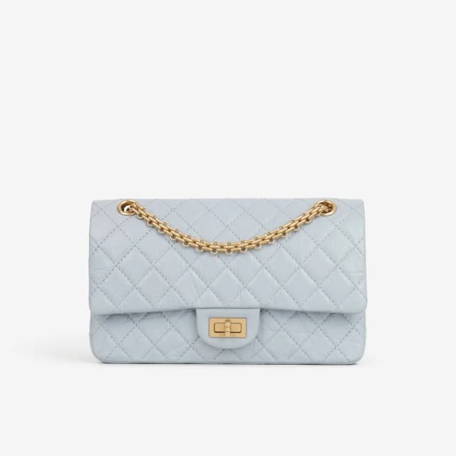 Chanel 2.55 Re-Issue 225 - Light Blue Crumpled Calfskin | Antique Gold Hardware in Blue Calfskin from Bagista, photo 1 of 1