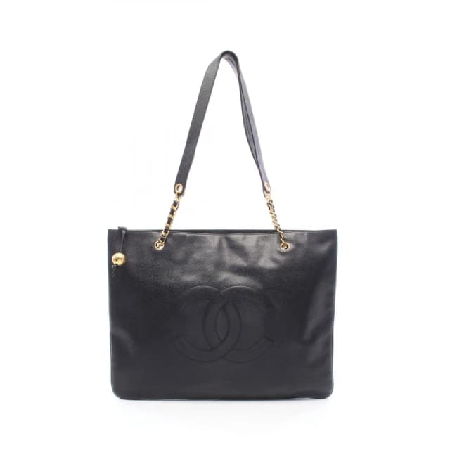 Chanel Tote Bag CC Logo Black Caviar Leather Chain in Black Caviar leather from The Reluxe, photo 1 of 1