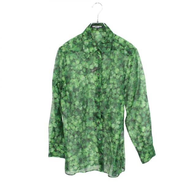 Dolce & Gabbana Clover Sheer Green Silk Pattern Shirt in Green Silk from The Reluxe, photo 1 of 1