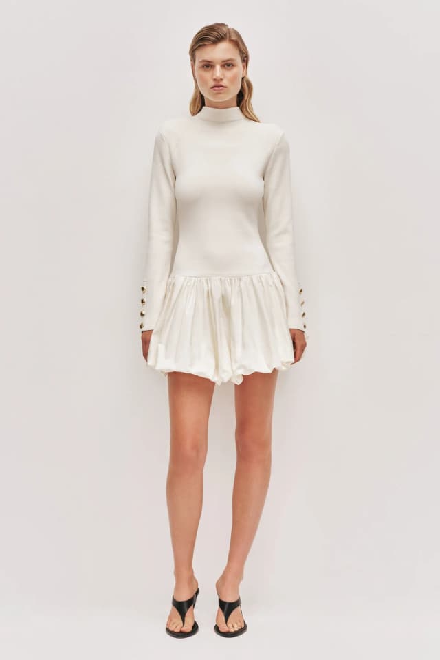 AJE Elodi Knit Mini Dress in CREAM, image 1 of 1 from Aje