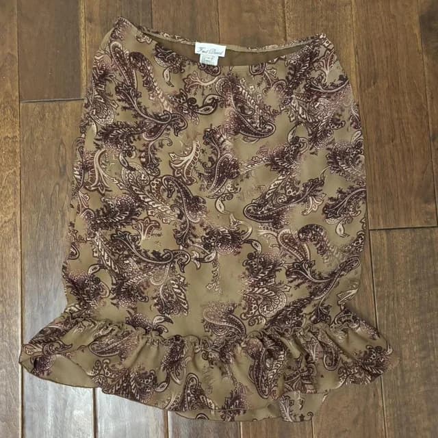 FRED Women's Skirt - Brown/Multi - 12 in brown|multicolor|red from Depop, photo 1 of 1