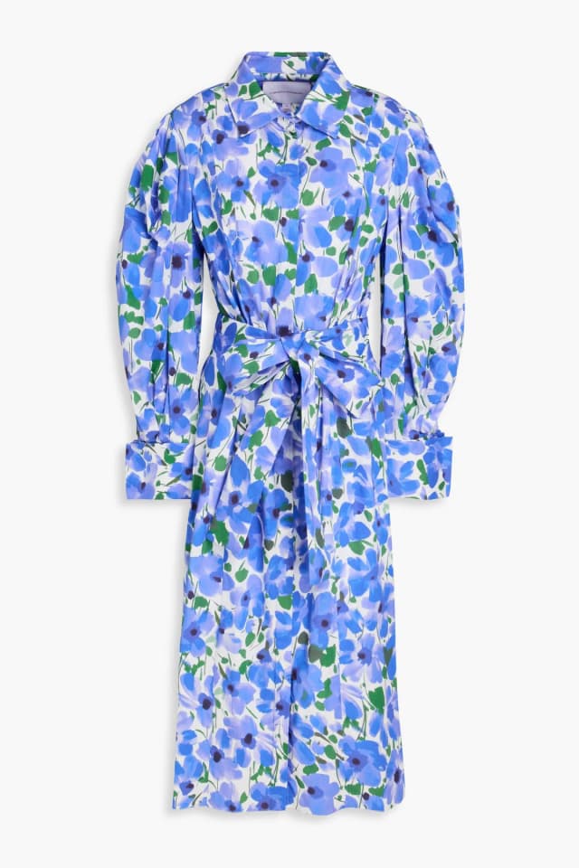 Carolina Herrera Floral-Print Cotton-Blend Poplin Midi Shirt Dress, image 1 of 1 from THE OUTNET
