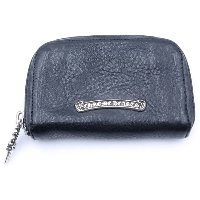Chrome Hearts Coin Purse Dagger Round Zip Leather Wallet Black in Black Leather from The Reluxe, photo 1 of 1