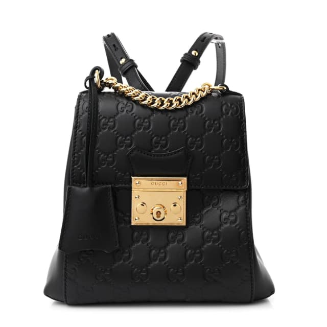 Gucci Signature Padlock Backpack Guccissima Leather Bag - Black in Black Leather from H&T, photo 1 of 1