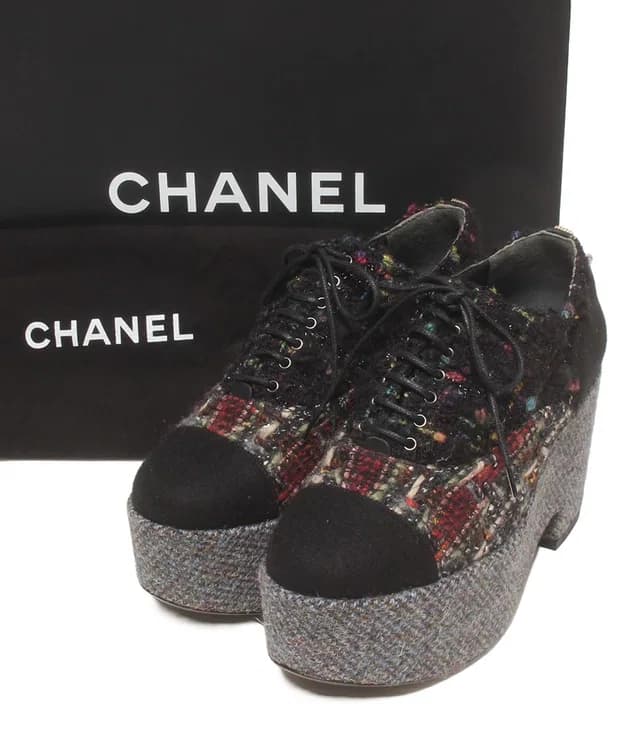 Chanel Platform Monsieur Tweed Thick Sole in Tweed from The Reluxe, photo 1 of 1