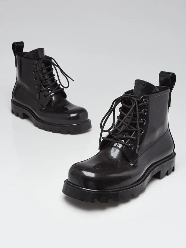 Bottega Black Rubber Stride Lace Up Boots Size 9.5/40 in Black from Yoogis, photo 1 of 1