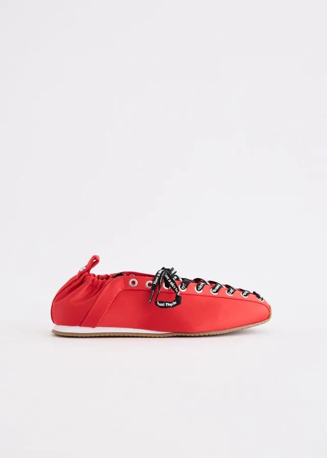 Ganni Lace Up Sporty Ballerinas in Goji Berry 06P, image 1 of 1 from Incu