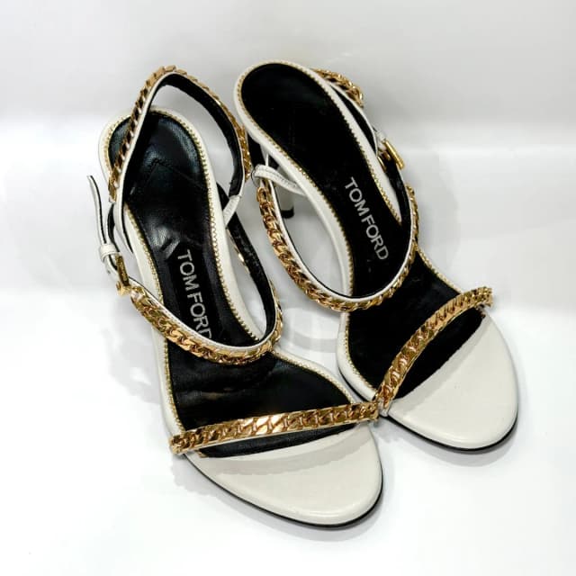 Tom Ford Chain Heels Sz 35 in White Leather from Revivre Luxury Consignment, photo 1 of 1