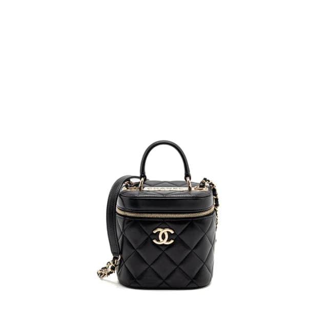 Chanel Trendy CC Round Vanity Case Crossbody Bag Lambskin Black LGHW in Black Lambskin from EMIER, photo 1 of 1