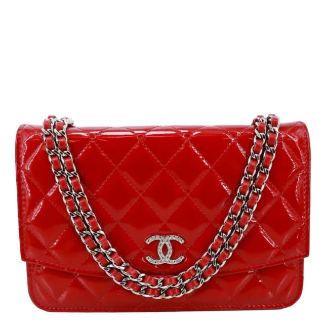 Chanel Brilliant WOC Quilted Patent Leather Crossbody Wallet Red in Red Patent leather from Dallas Designer Handbags, photo 1 of 1