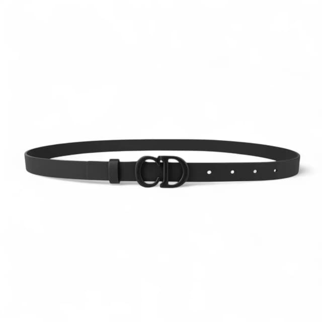 Dior Ultramatte So Black Calfskin Leather Saddle Belt 20mm in Black Calfskin from Designer Archives, photo 1 of 1