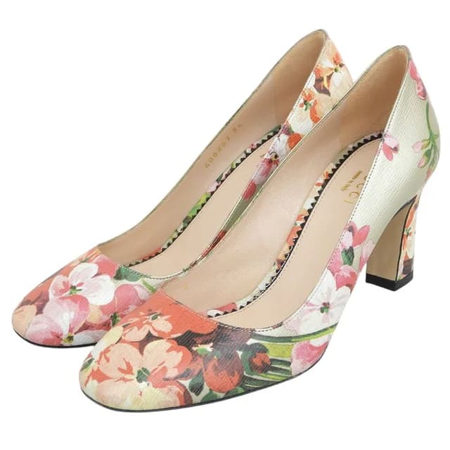 Gucci Blooms Floral Heels Pumps Shoes Multicolor in Multicolor Leather from The Reluxe, photo 1 of 1