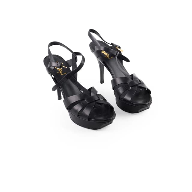 Saint Laurent Tribute Heels Black - Size 40 in Black Leather from The Purse Affair, photo 1 of 1