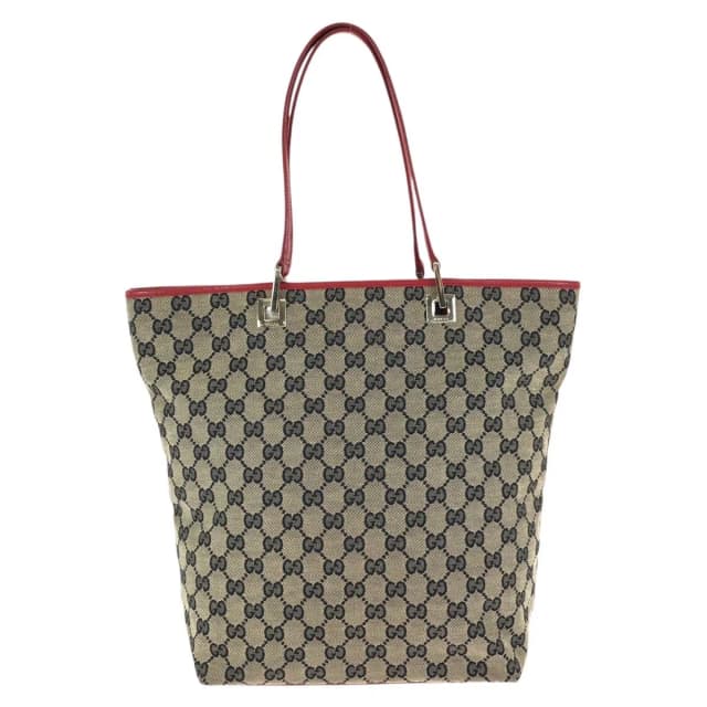Gucci Beige Red Gold GG Canvas Leather 002 Tote Bag in Beige Canvas from The Reluxe, photo 1 of 1