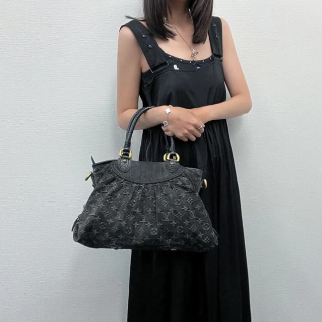 Louis Vuitton Monogram Denim Neo Cabby MM Handbag Leather Black Vintage in Black Denim from The Reluxe, photo 1 of 1