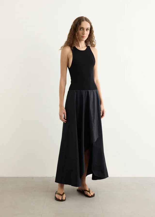 St Agni Knit Bodice Asymm Dress in Black, image 1 of 1 from Incu