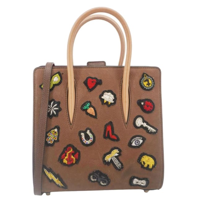 Christian Louboutin Paloma Small Patches Leather Top Handle Crossbody Bag Brown in Brown Leather from Dallas Designer Handbags, photo 1 of 1