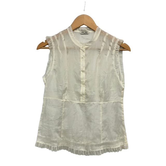 Miu Miu Short Sleeve Top Ivory in White from The Reluxe, photo 1 of 1