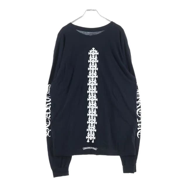 Chrome Hearts Cemetery Cross Tire Track Long Sleeve Tee Back Print T-Shirt Black in Black from The Reluxe, photo 1 of 1