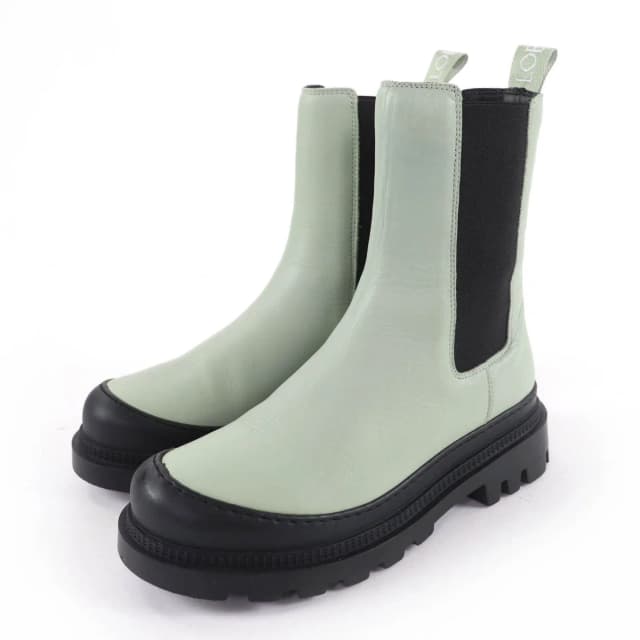Loewe Workman Logo Leather Boots Green Black Heel 38 in Black Leather from The Reluxe, photo 1 of 1
