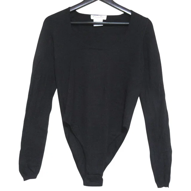 Dior Galiano Era Cashmere Silk Knit Bodysuit Top S Black Sweater in Black Silk from The Reluxe, photo 1 of 1