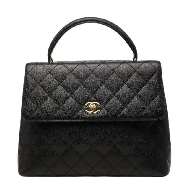 Chanel CC Logo Quilted Handbag Top Handle in Caviar leather from The Reluxe, photo 1 of 1