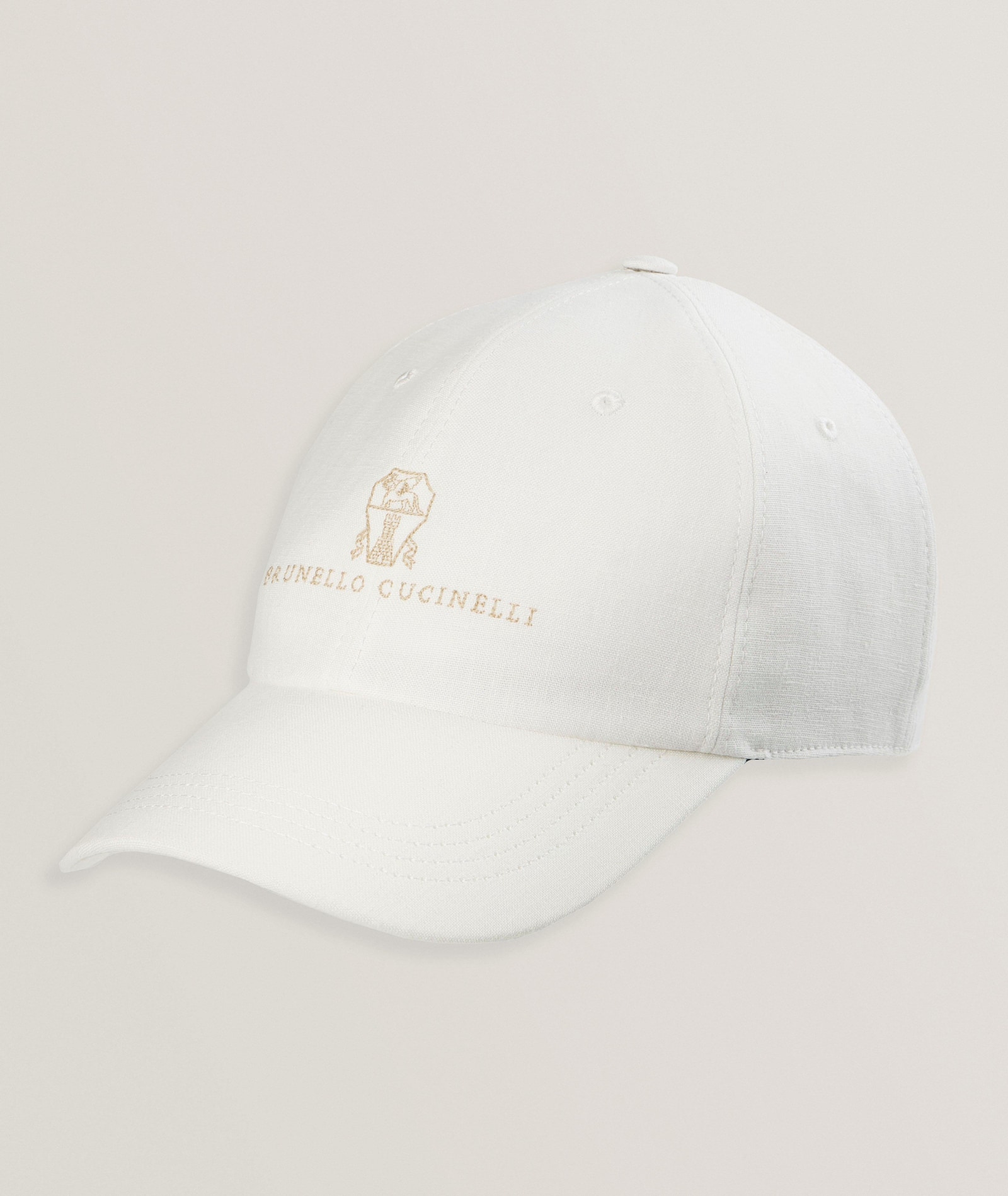 Logo Script Linen Baseball Cap in White, image 1 of 1 from Harry Rosen