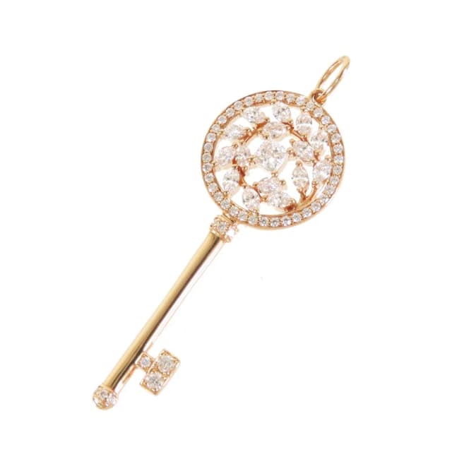 Tiffany & Co. Victoria Vine Circle Key Pink Gold 18K Diamond Pendant Charm in Pink from The Reluxe, photo 1 of 1