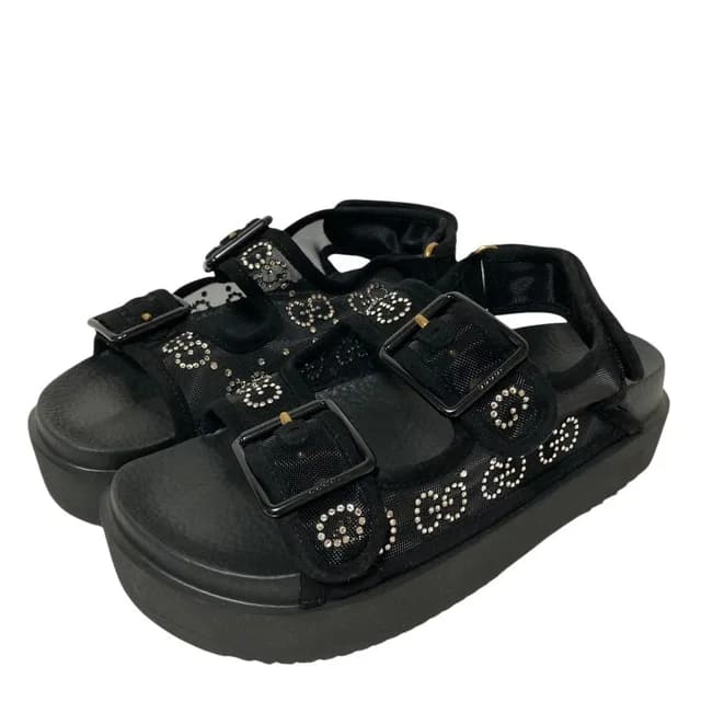 Gucci GG Logo Crystal Platform Sandals Black 35 in Black from The Reluxe, photo 1 of 1