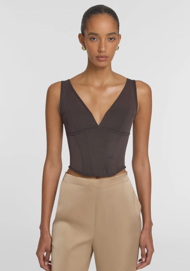 VIKTORIA & WOODS Casanova Bustier in CHOCOLATE, image 1 of 1 from Viktoria & Woods