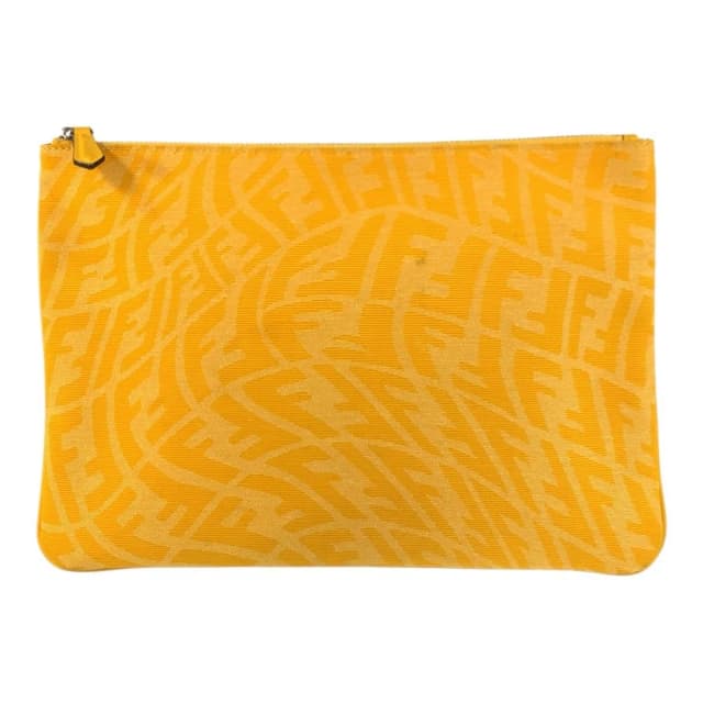 Fendi FF Vertigo Yellow Silver Canvas Clutch Bag in Yellow Canvas from The Reluxe, photo 1 of 1