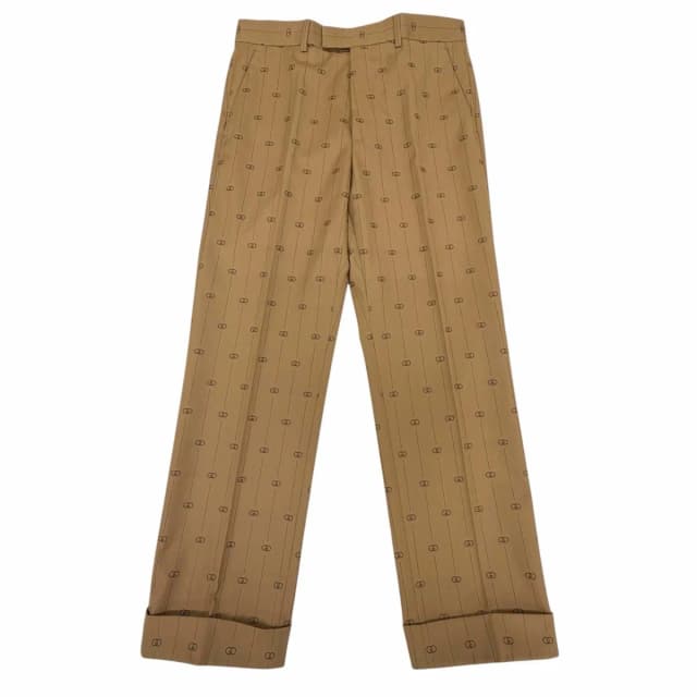 Gucci Wool 100% Interlocking G Striped Pants Trousers Beige in Beige Wool from The Reluxe, photo 1 of 1