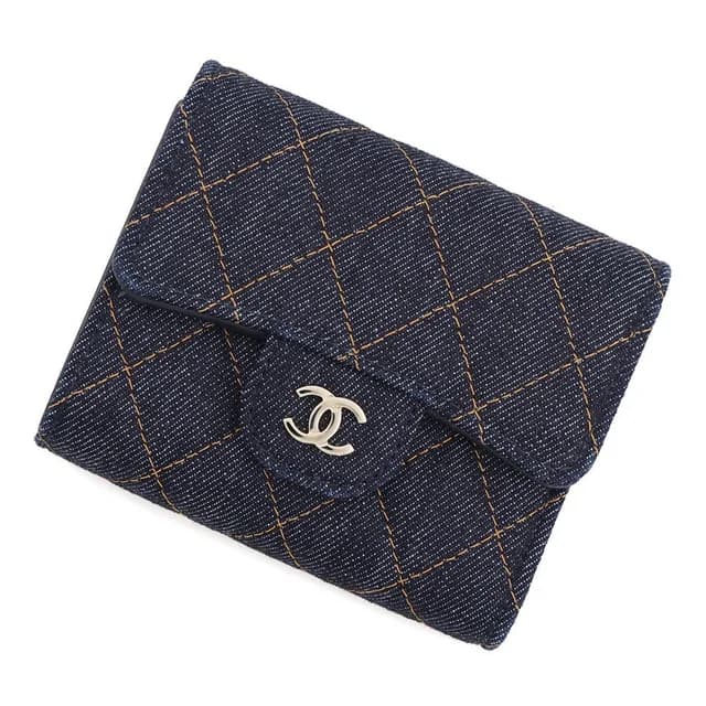 Chanel Trifold Wallet Quilted CC Logo Classic Small Flap Denim in Denim from The Reluxe, photo 1 of 1