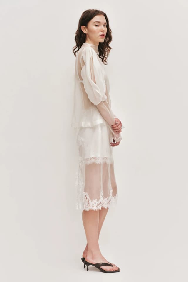AJE Ophelia Lace Skirt in IVORY, image 1 of 1 from Aje
