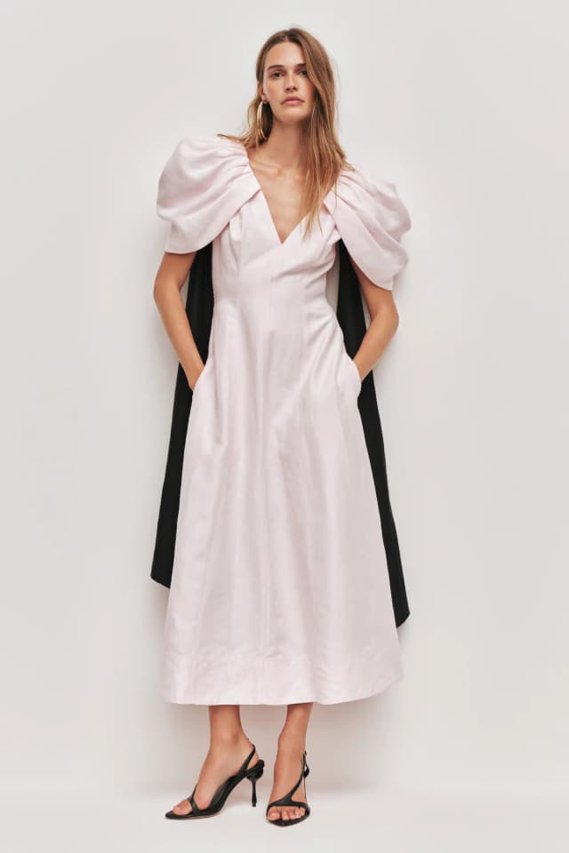 AJE Bisou Midi Dress in PASTEL PINK, image 1 of 1 from Aje