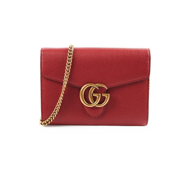 Gucci Marmont Leather Wallet on Chain WOC Red in Red Leather from The Purse Affair, photo 1 of 1