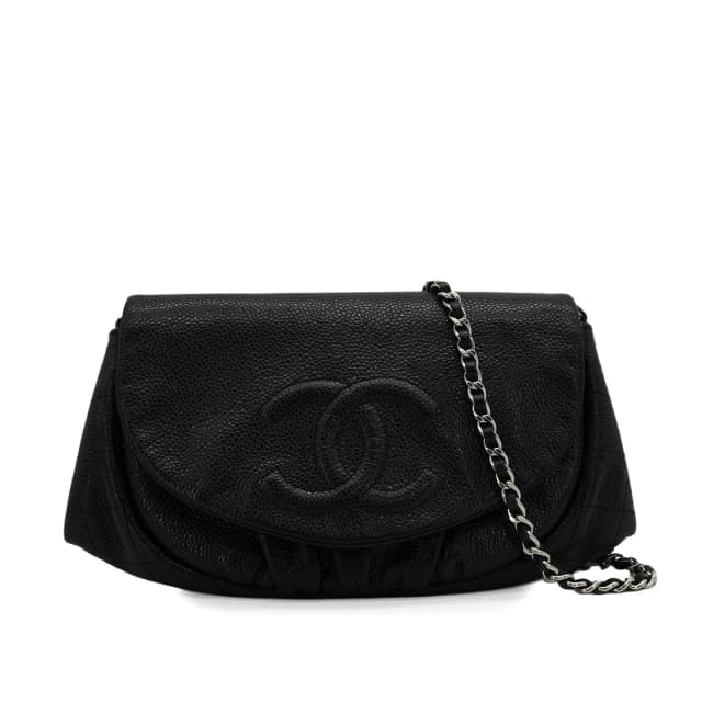 Chanel Matelasse Half Moon Chain Shoulder Bag Black Caviar Skin Silver Hardware in Black Caviar leather from Luxury Promise, photo 1 of 1