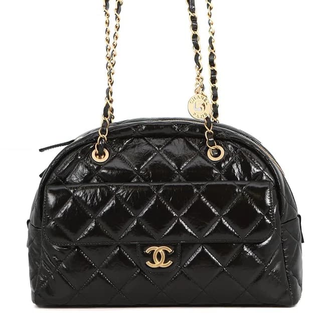 Chanel Shoulder Bag CC Logo Quilted Maxi Shiny Calf Leather Black in Black Calfskin from The Reluxe, photo 1 of 1