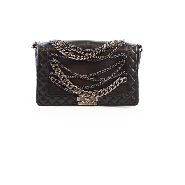 Chanel Enchained Medium Boy Bag Black in Black Calfskin from The Purse Affair, photo 1 of 1
