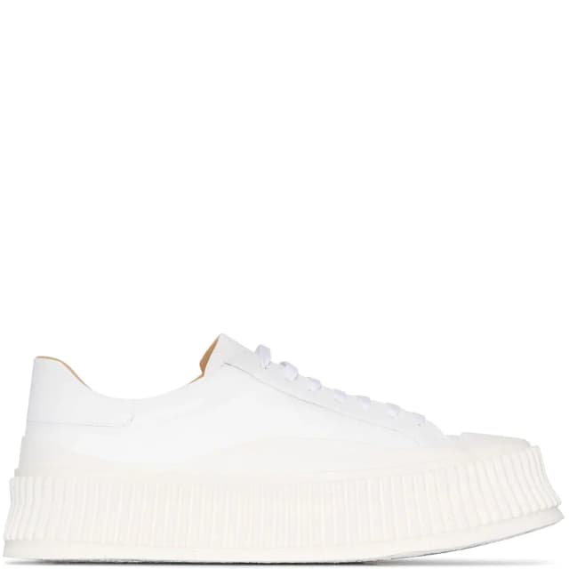 Jil Sander Ribbed Sole Lamb Trainer, White, image 1 of 1 from Cultstatus