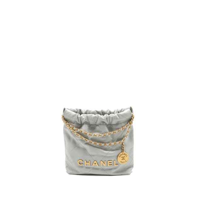 Chanel Mini 22 Bag Calfskin Light Grey GHW (Microchip) in Grey Calfskin from EMIER, photo 1 of 1