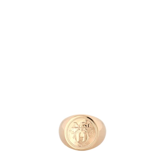 Hermès Ex-Libris Signet 18k Rose Gold Ring in Pink from Luxe.It.Fwd, photo 1 of 1