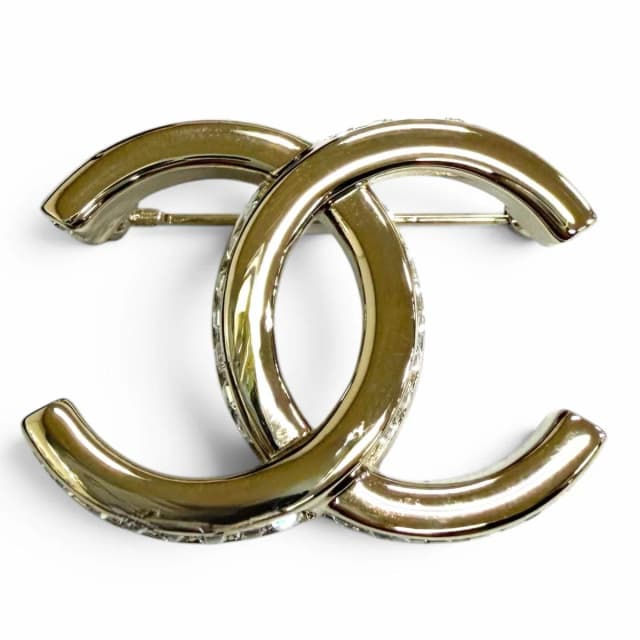 Chanel Rhinestone CC Logo Brooch Gold in Gold from The Reluxe, photo 1 of 1