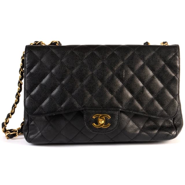 Chanel Classic Single Flap Caviar Leather Bag - Black in Black Caviar leather from H&T, photo 1 of 1
