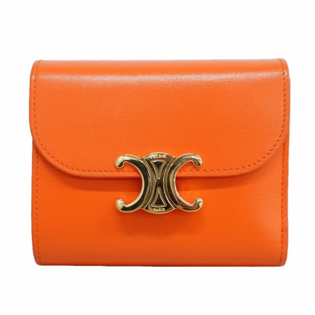 Celine Trifold Wallet Triomphe Leather Orange Gold in Orange Leather from The Reluxe, photo 1 of 1